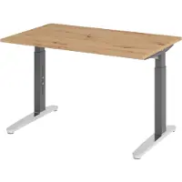 Bümö Schreibtisch Serie-XB - Nachbildung: Asteiche, Größe: 120 x 80 cm, Gestell: Graphit/Alu poliert
