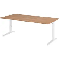 Bümö Schreibtisch Serie-XB - Nachbildung: Nussbaum, Größe: 200 x 100 cm, Gestell: Weiß/Alu poliert