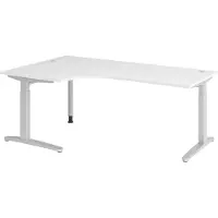 Bümö Schreibtisch Serie-XB - Nachbildung: Weiß, Gestell: Silber, Größe: Eckschreibtisch 200 x 120 cm