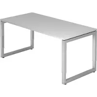Bümö Schreibtisch Serie-R - Gestell: Silber, Größe: 160 x 80 cm, Nachbildung: Grau