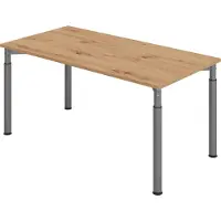 Bümö Schreibtisch Serie-Y - Größe: 160 x 80 cm, Nachbildung: Asteiche, Gestell: Graphit