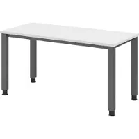 Bümö Schreibtisch Serie-Q (Mini) - Nachbildung: Weiß, Gestell: Graphit, Größe: 140 x 67,2 cm