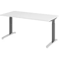 Bümö Schreibtisch Serie-XB - Nachbildung: Weiß, Größe: 160 x 80 cm, Gestell: Graphit/Alu poliert
