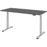 Bümö Schreibtisch elektrisch XDSM - Gestell: Silber, Nachbildung: Graphit, Größe: 180 x 80 cm