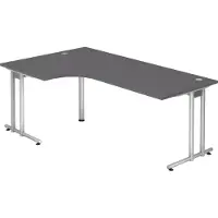 Bümö Schreibtisch Serie-N - Nachbildung: Graphit, Größe: Eckschreibtisch 200 x 120 cm