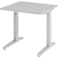 Bümö Schreibtisch Serie-XB - Gestell: Silber, Größe: 80 x 80 cm, Nachbildung: Grau