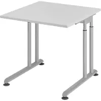 Bümö Schreibtisch Serie-Z - Gestell: Silber, Größe: 80 x 80 cm, Nachbildung: Grau