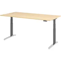 Bümö Schreibtisch elektrisch XBHM - Nachbildung Ahorn, Größe: 200 x 100 cm, Gestell: Graphit/Alu poliert