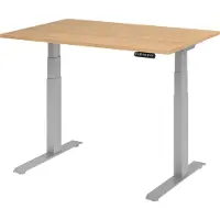 Bümö Schreibtisch elektrisch XDKB - Gestell: Silber, Größe: 120 x 80 cm, Nachbildung: Eiche