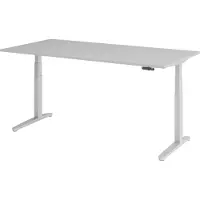 Bümö Schreibtisch elektrisch XBHM - Gestell: Silber, Nachbildung: Grau, Größe: 200 x 100 cm