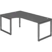 Bümö Schreibtisch Serie-R - Nachbildung: Graphit, Gestell: Graphit, Größe: Eckschreibtisch 200 x 120 cm