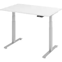 Bümö Schreibtisch elektrisch Lite - Nachbildung: Weiß, Gestell: Silber, Größe: 120 x 80 cm