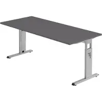 Bümö Schreibtisch Serie-O - Gestell: Silber, Nachbildung: Graphit, Größe: 180 x 80 cm