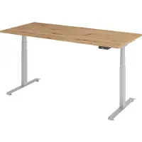 Bümö Schreibtisch elektrisch Lite - Gestell: Silber, Nachbildung: Asteiche, Größe: 180 x 80 cm