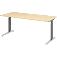 Bümö Schreibtisch Serie-XB - Nachbildung Ahorn, Größe: 180 x 80 cm, Gestell: Graphit/Alu poliert