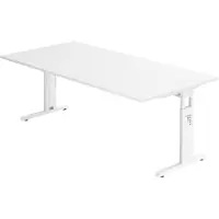 Bümö Schreibtisch Serie-O - Nachbildung: Weiß, Größe: 200 x 100 cm, Gestell: Weiß
