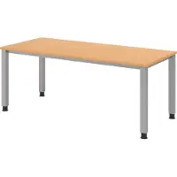 Bümö Schreibtisch Serie-Q - Gestell: Silber, Nachbildung: Buche, Größe: 180 x 80 cm