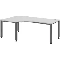 Bümö Schreibtisch Serie-Q - Gestell: Graphit, Nachbildung: Grau, Größe: Eckschreibtisch 200 x 120 cm