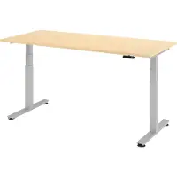 Bümö Schreibtisch elektrisch XDSM - Nachbildung Ahorn, Gestell: Silber, Größe: 180 x 80 cm