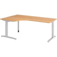 Bümö Schreibtisch Serie-XB - Gestell: Silber, Nachbildung: Buche, Größe: Eckschreibtisch 200 x 120 cm