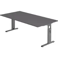 Bümö Schreibtisch Serie-O - Nachbildung: Graphit, Gestell: Graphit, Größe: 200 x 100 cm