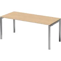 Bisley Cito Schreibtisch U-Gestell fixiert - Nachbildung Ahorn, Gestell: Silber, Größe: 180 x 80 cm