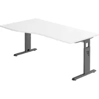 Bümö Schreibtisch Serie-O - Nachbildung: Weiß, Gestell: Graphit, Größe: 180 x 100 cm