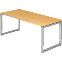 Bümö Schreibtisch Serie-R - Gestell: Silber, Nachbildung: Buche, Größe: 180 x 80 cm