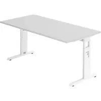Bümö Schreibtisch Serie-O - Größe: 160 x 80 cm, Nachbildung: Grau, Gestell: Weiß
