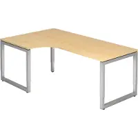 Bümö Schreibtisch Serie-R - Nachbildung Ahorn, Gestell: Silber, Größe: Eckschreibtisch 200 x 120 cm