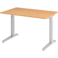Bümö Schreibtisch Serie-XB - Gestell: Silber, Nachbildung: Buche, Größe: 120 x 80 cm