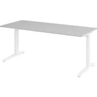 Bümö Schreibtisch Serie-XB - Nachbildung: Grau, Größe: 180 x 80 cm, Gestell: Weiß