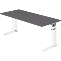 Bümö Schreibtisch Serie-U - Nachbildung: Graphit, Größe: 180 x 80 cm, Gestell: Weiß