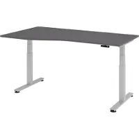 Bümö Schreibtisch elektrisch XDSM - Gestell: Silber, Nachbildung: Graphit, Größe: 180 x 100 cm