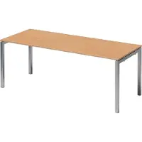 Bisley Cito Schreibtisch U-Gestell fixiert - Gestell: Silber, Nachbildung: Buche, Größe: 180 x 80 cm