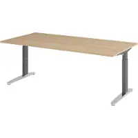 Bümö Schreibtisch Serie-XB - Größe: 200 x 100 cm, Nachbildung: Eiche, Gestell: Graphit/Alu poliert