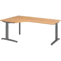 Bümö Schreibtisch Serie-XB - Nachbildung: Buche, Gestell: Graphit, Größe: Eckschreibtisch 200 x 120 cm