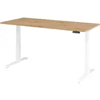 Bümö Schreibtisch elektrisch XDKB - Nachbildung: Asteiche, Größe: 180 x 80 cm, Gestell: Weiß