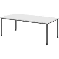 Bümö Schreibtisch Serie-H - Nachbildung: Weiß, Gestell: Graphit, Größe: 200 x 100 cm
