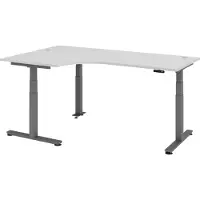 Bümö Schreibtisch elektrisch XDSM - Gestell: Graphit, Nachbildung: Grau, Größe: Eckschreibtisch 200 x 120 cm