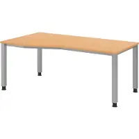 Bümö Schreibtisch Serie-Q - Gestell: Silber, Nachbildung: Buche, Größe: 180 x 100 cm