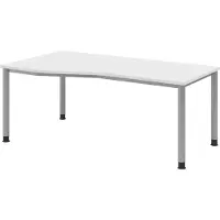 Bümö Schreibtisch Serie-H - Nachbildung: Weiß, Gestell: Silber, Größe: 180 x 100 cm