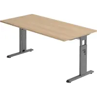 Bümö Schreibtisch Serie-O - Größe: 160 x 80 cm, Gestell: Graphit, Nachbildung: Eiche