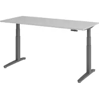 Bümö Schreibtisch elektrisch XBHM - Gestell: Graphit, Nachbildung: Grau, Größe: 180 x 80 cm