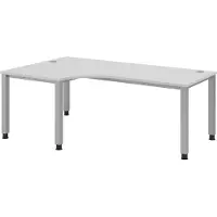 Bümö Schreibtisch Serie-Q - Gestell: Silber, Nachbildung: Grau, Größe: Eckschreibtisch 200 x 120 cm