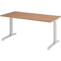 Bümö Schreibtisch Serie-XB - Gestell: Silber, Größe: 160 x 80 cm, Nachbildung: Nussbaum