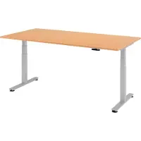 Bümö Schreibtisch elektrisch XDSM - Gestell: Silber, Nachbildung: Buche, Größe: 200 x 100 cm