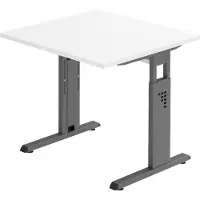Bümö Schreibtisch Serie-O - Nachbildung: Weiß, Größe: 80 x 80 cm, Gestell: Graphit