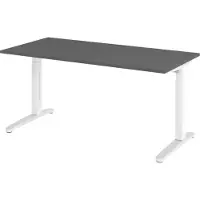 Bümö Schreibtisch Serie-XB - Größe: 160 x 80 cm, Nachbildung: Graphit, Gestell: Weiß/Alu poliert