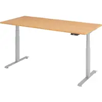 Bümö Schreibtisch elektrisch Lite - Gestell: Silber, Nachbildung: Buche, Größe: 180 x 80 cm